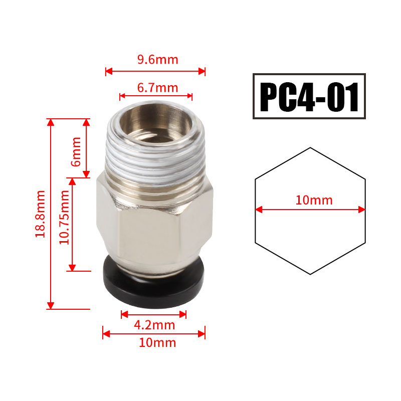 10pcs/lot PC4-M10 Pneumatic Co - Ptfe Tape Thread ulasan dan harga